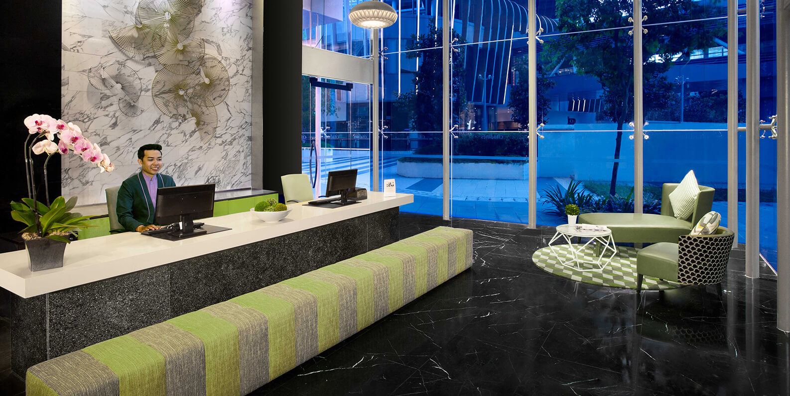 Lobby of Citadines serviced apartments at one-north