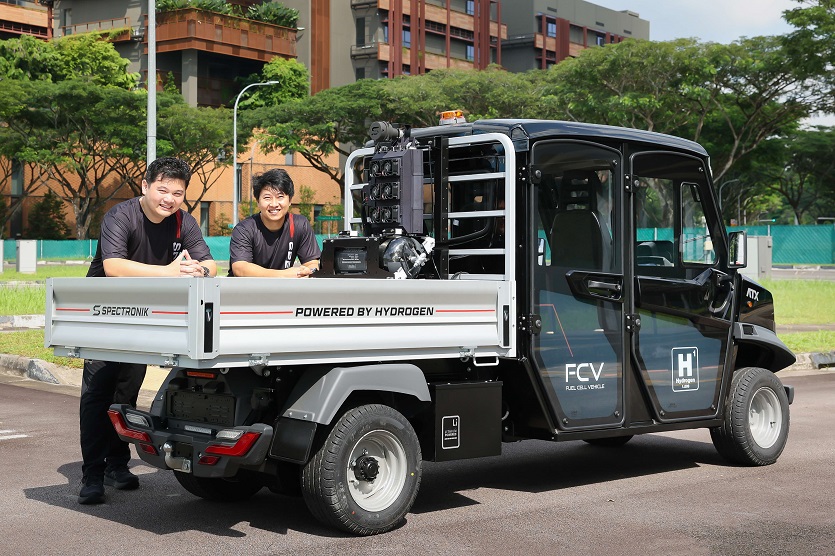 Spectronik chief executive Jogjaman Jap (left) and chief operating officer Zarli Maung Maung with the company's hydrogen fuel cell van 