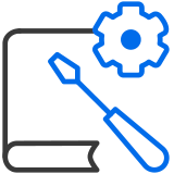 Icon of a gear and a screwdriver to represent engineering