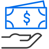 Icon of a dollar note and a hand to represent maintenance allowance