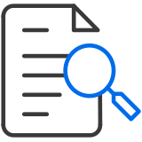 Icon of a magnifying glass and a form to represent being selected