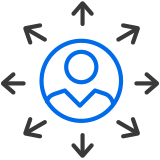 Icon of a person with arrows pointing outwards to represent diverse career tracks