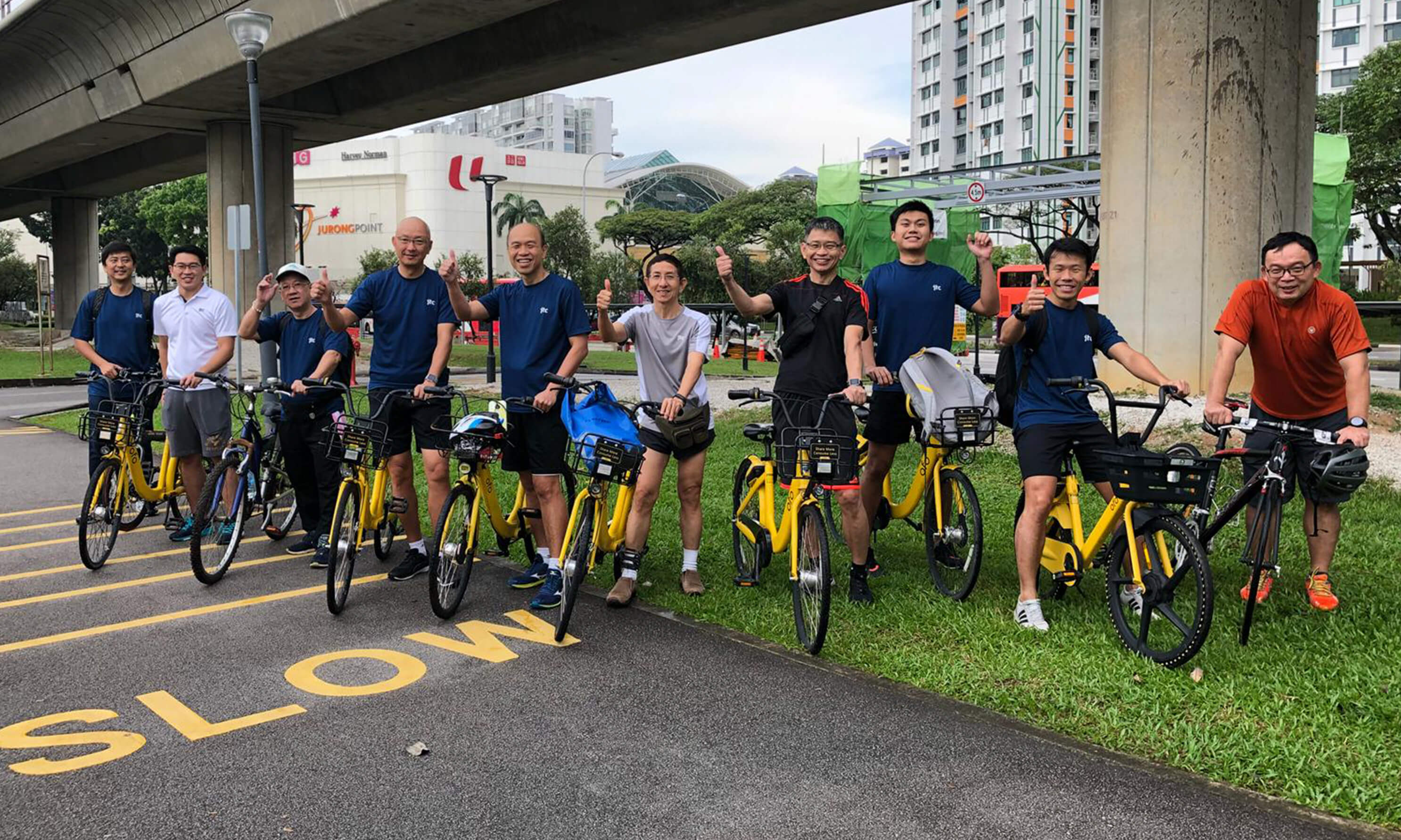 A group of cyclists posing on their bicycles