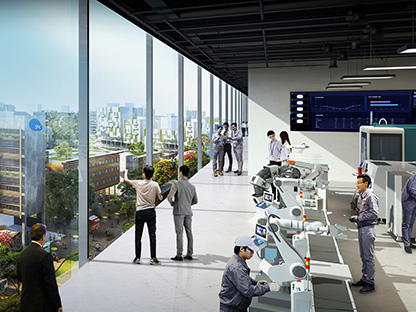 Artist's impression of an advanced manufacturing facility in Jurong Innovation District