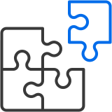 An icon of a puzzle piece to represent matchmaking between businesses and manufactuing talent