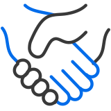 Handshake icon to represent partnership