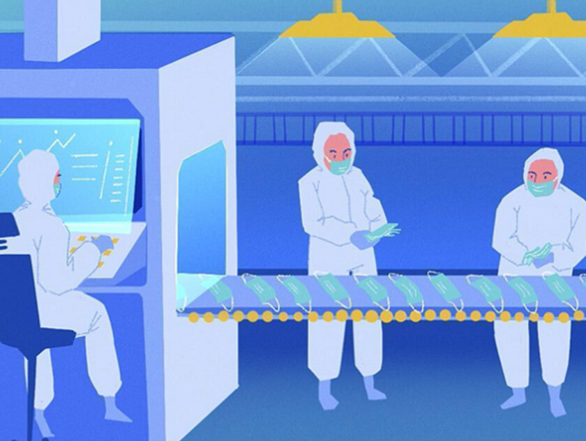 Illustration of manufacturing 4.0 workers