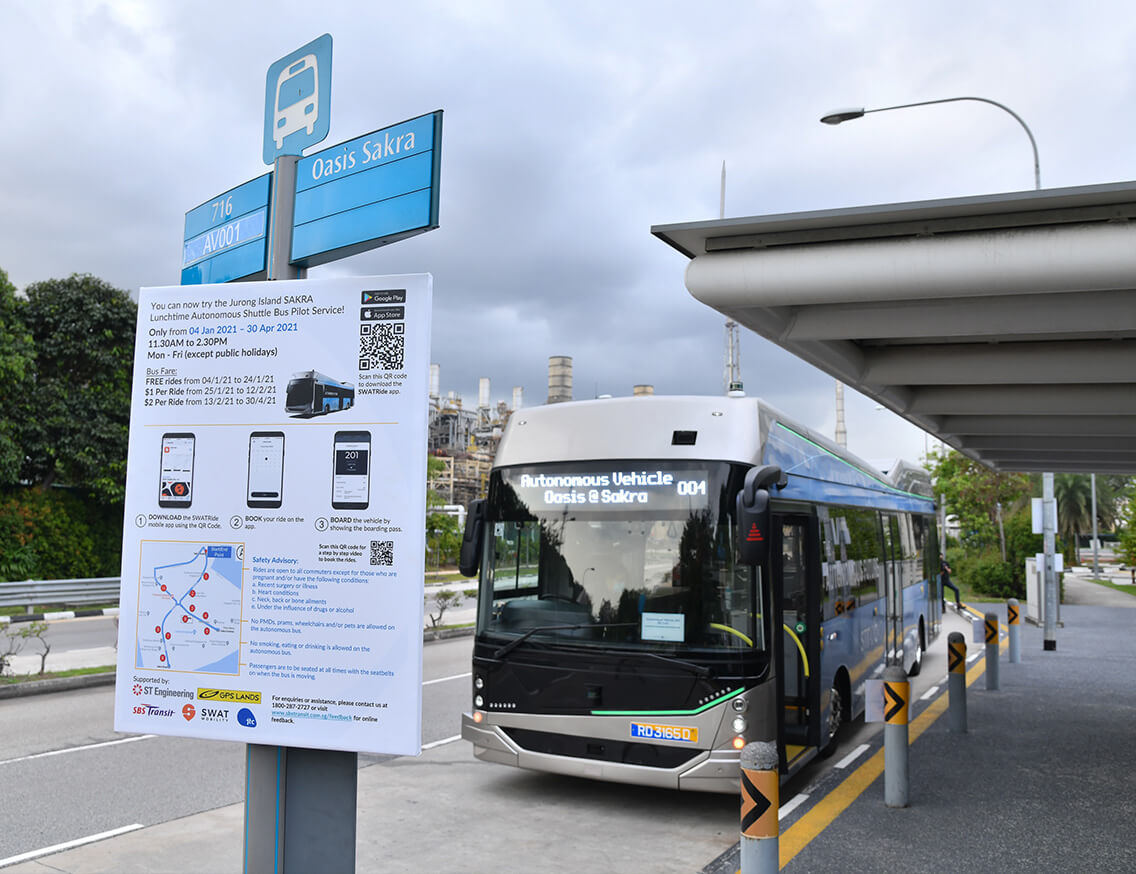 Bus waiting for passengers at a bus stop