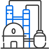 Icon of a chemicals facility representing chemical exports