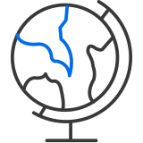 Icon of a globe representing the global companies at Jurong Island