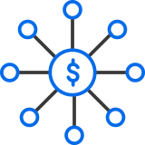 Icon of dollar sign in a web representing investments