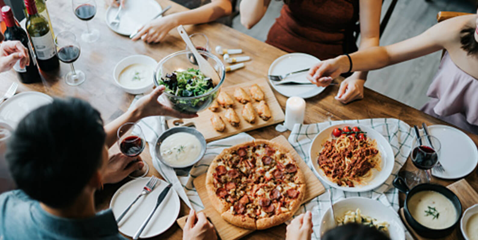 A group of friends gathering for a meal