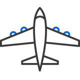 Icon of an aeroplane representing high-spec spaces
