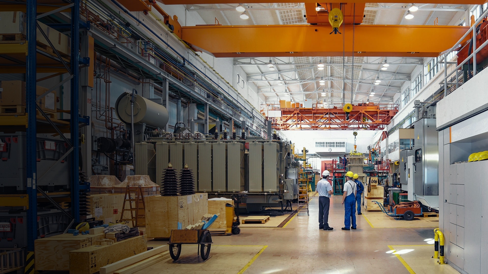 Workers in an advanced manufacturing plant