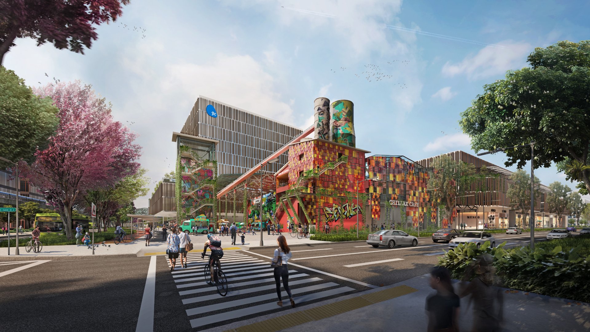 Artist’s impression of an old building in Sungei Kadut that is converted into a lifestyle hub