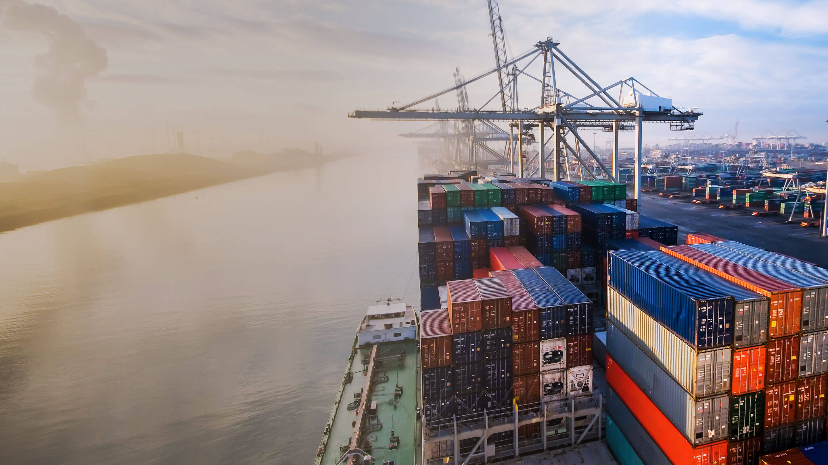 Containers on a cargo ship