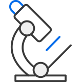 Microscope icon to represent scientific laboratories and research