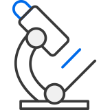 Microscope icon to represent scientific laboratories and research