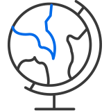 Icon of a globe representing the global companies at Wafer Fab Parks