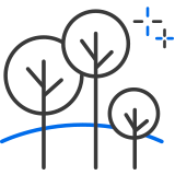 Icon of trees representing green spaces