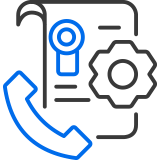 Icon of a phone and a contract to represent aftersales