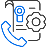 Icon of a phone and a contract to represent aftersales