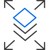 Icon of an expandable stack representing flexible spaces