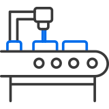 Icon of an automated production line representing production
