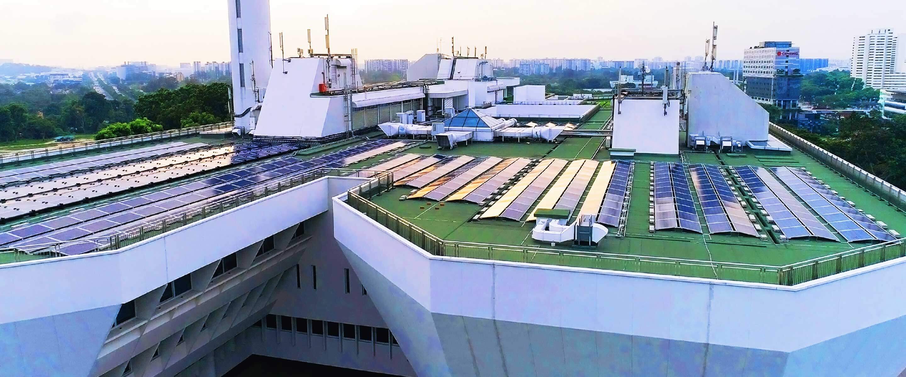 Solar panels on the roof of a building