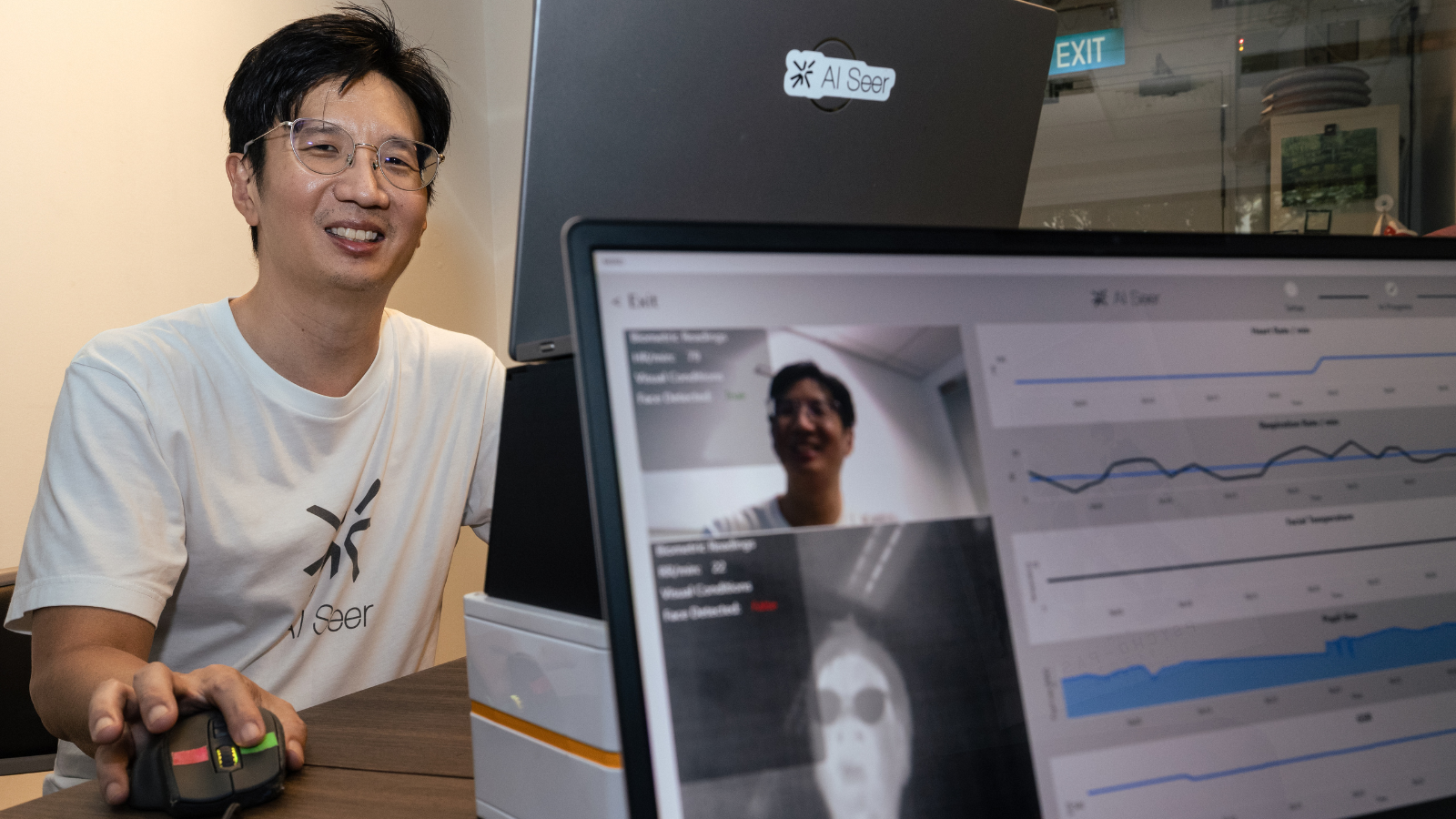 Dennis Yap, founder of AI Seer, with the company’s Multi-Spectral Reality Detector, a contactless polygraph that uses infrared and thermal imaging to detect deception cues