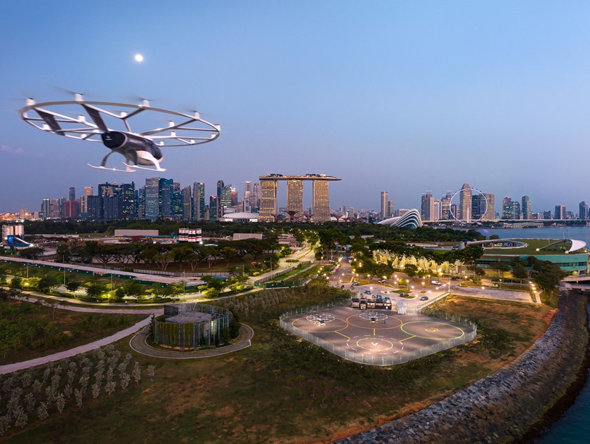 eVTOL trial flight over Marina Bay