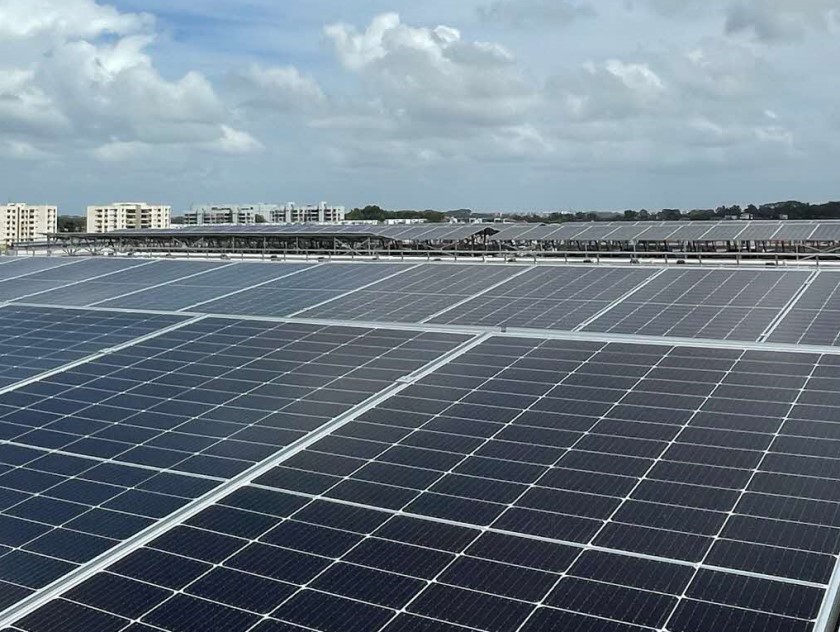 Solar PV panels installed on the rooftop of a JTC building.