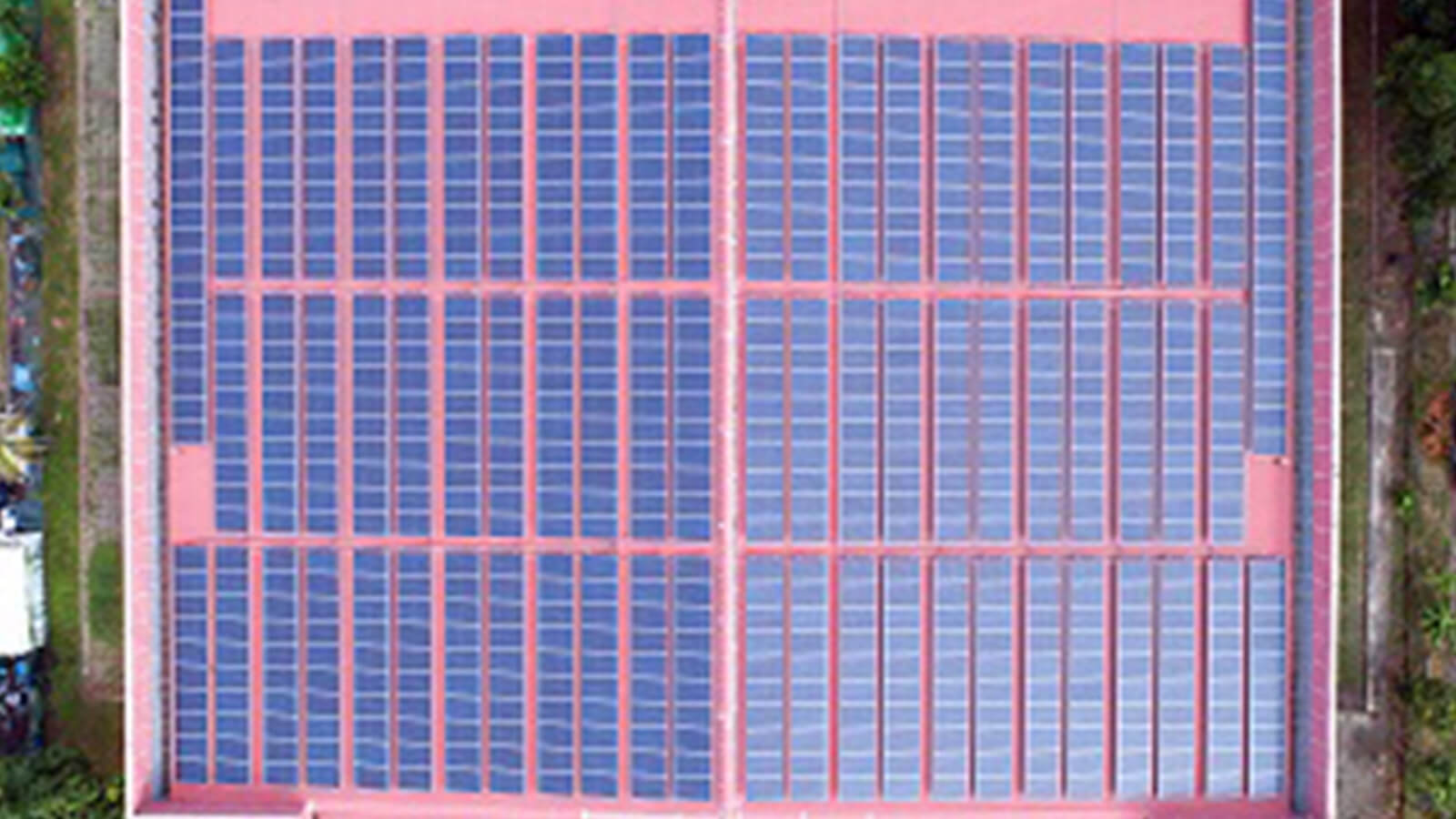 Aerial view of the solar panels on the rooftops of JTC standard factories