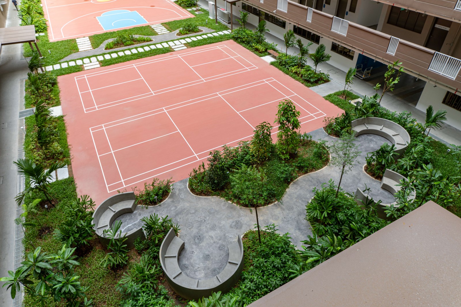 A central courtyard designed for recreation and community building. 