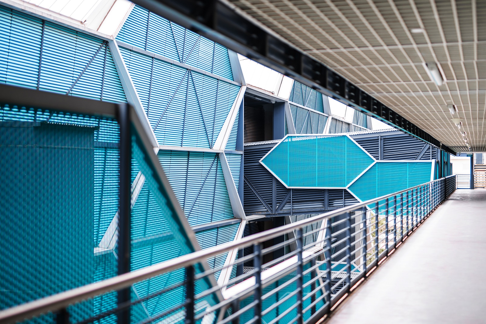 Sky bridges that connect the annex block and production building