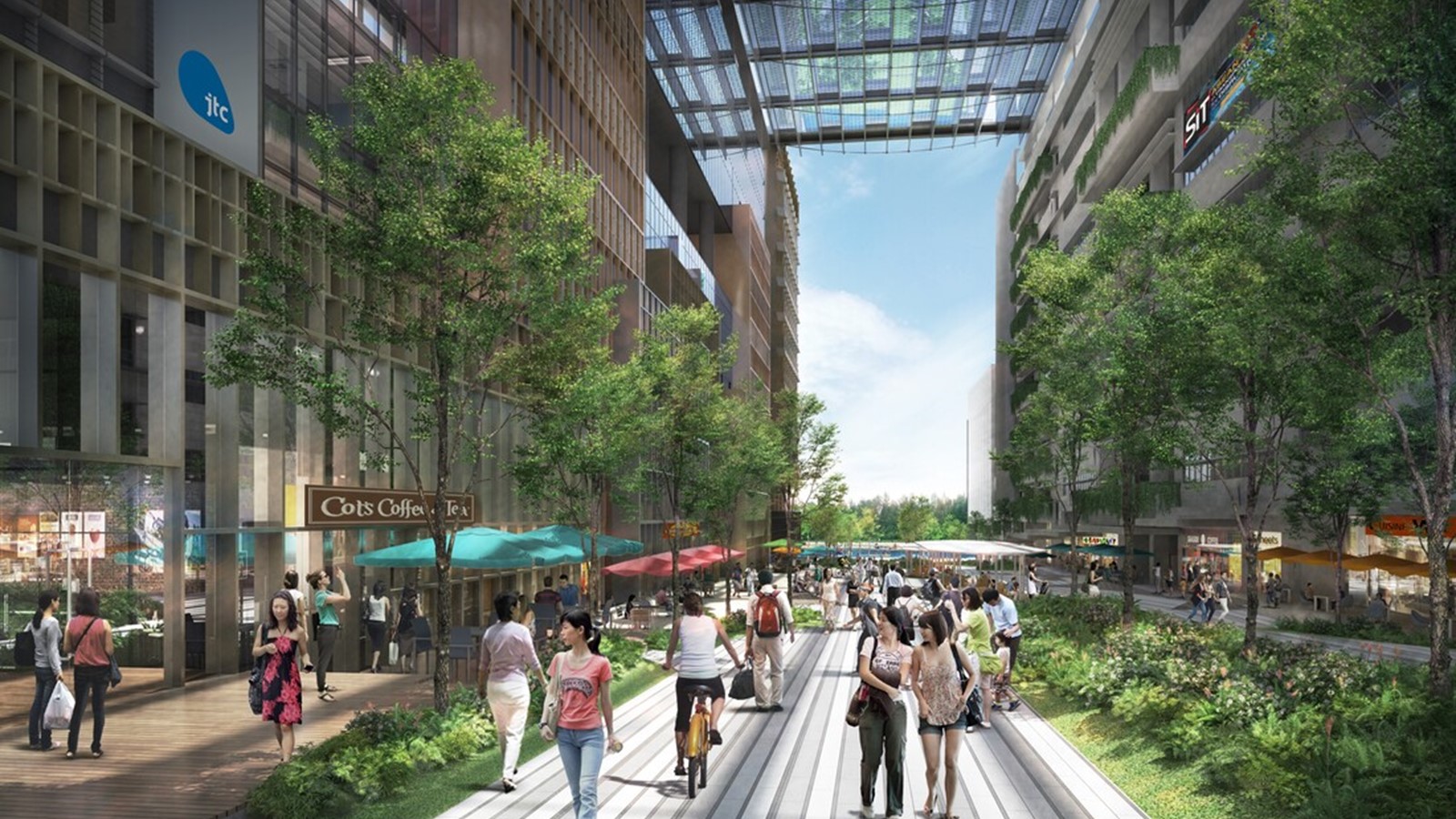 Artist impression of Punggol Digital District's Campus Boulevard