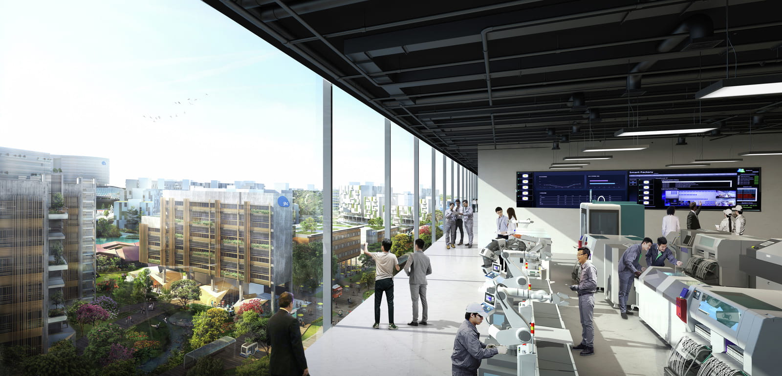 Artist impression of Industry 40 manufacturing at JTC Jurong Innovation District