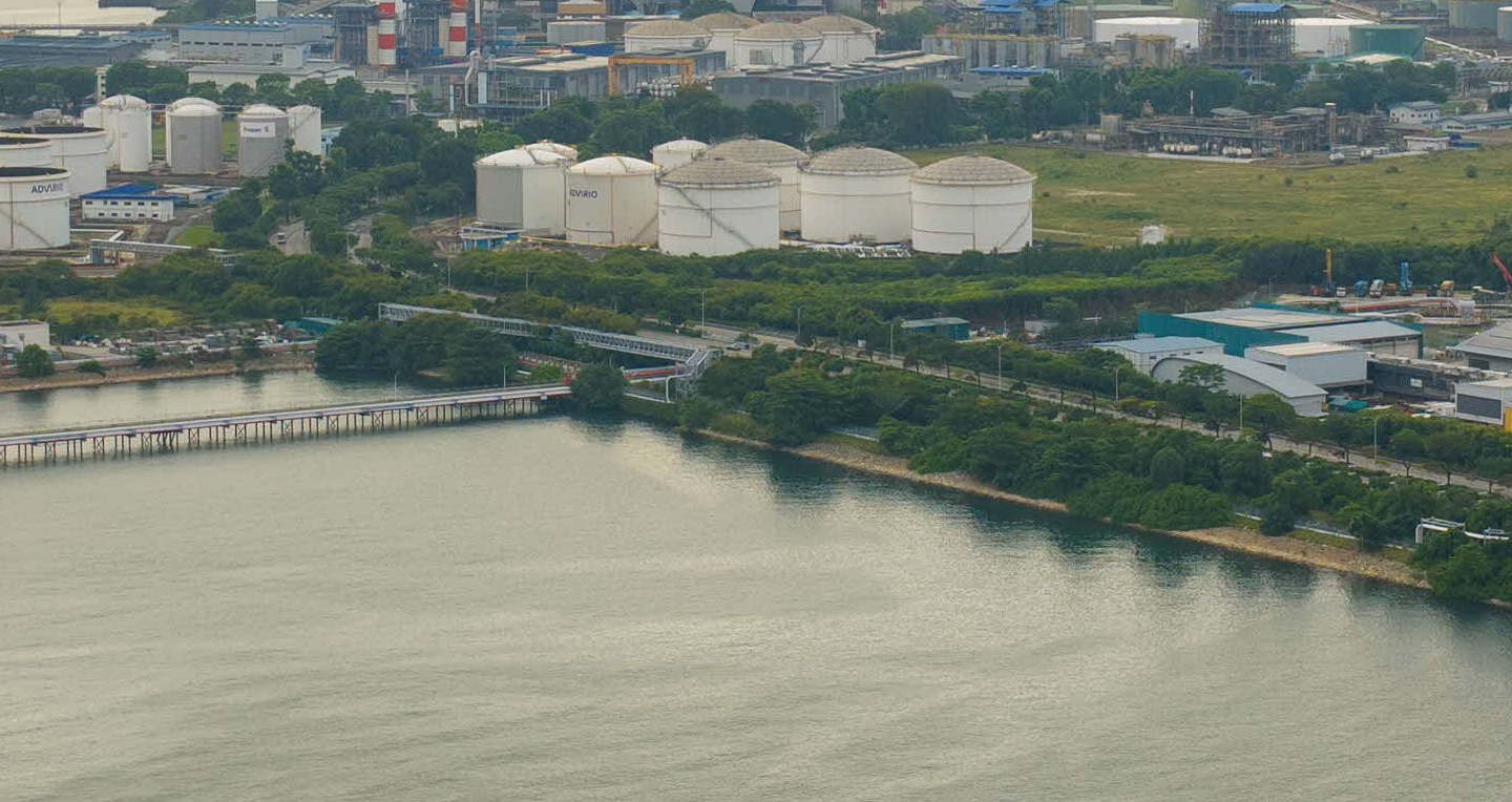 Aerial shot of Jurong Island