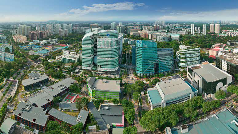 aerial shot of fusionopolis