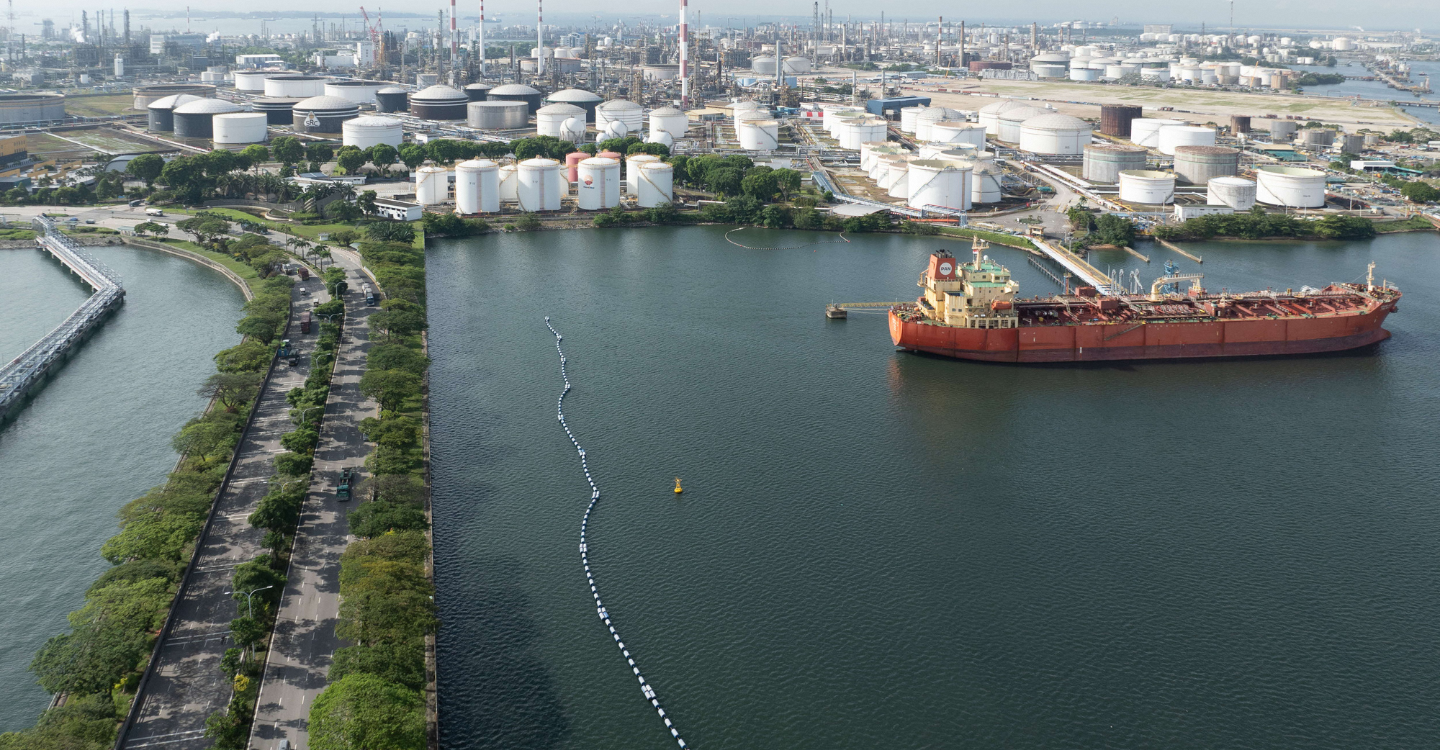 Aerial view of Jurong Island highway