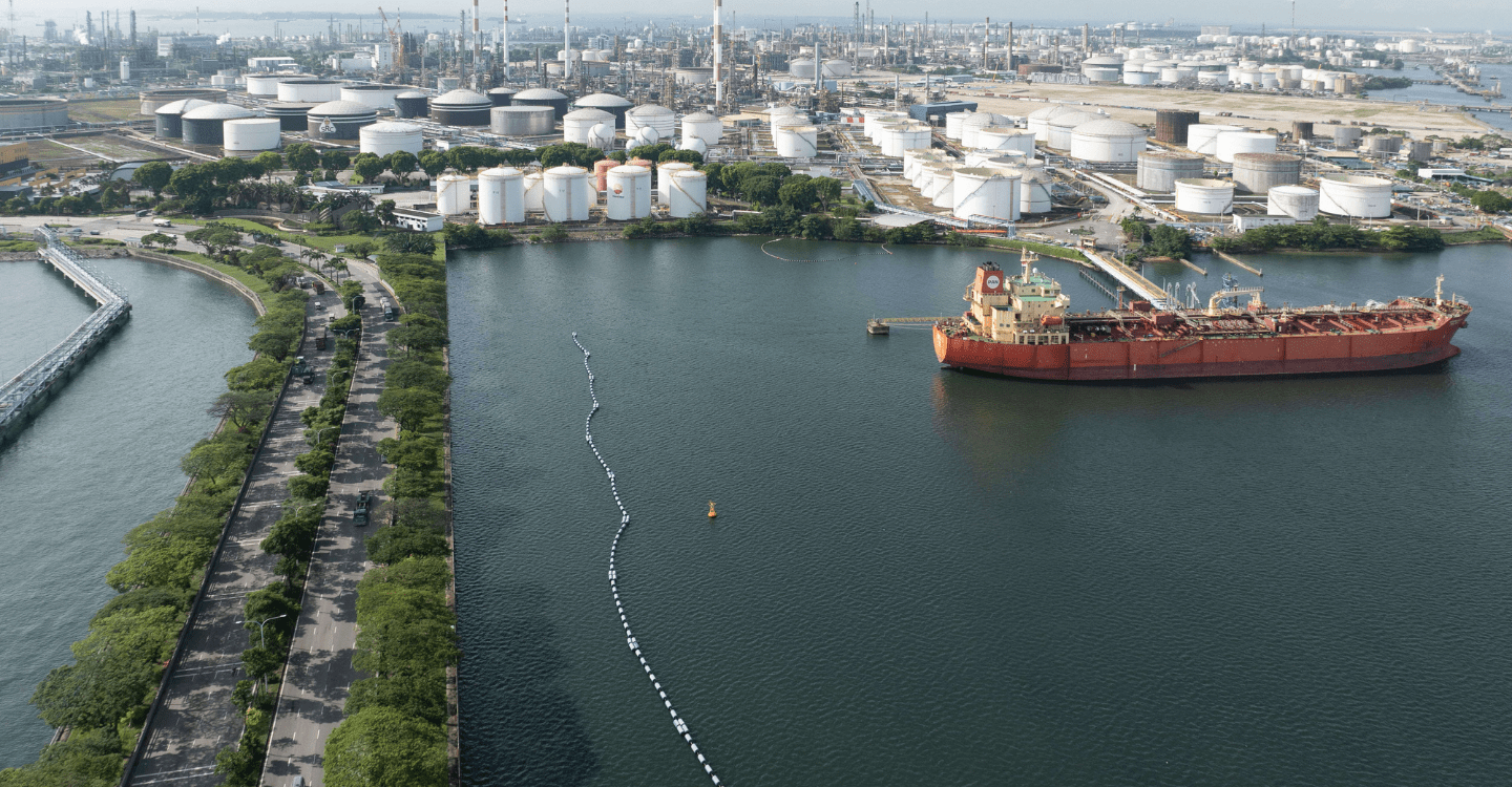 Aerial view of Jurong Island highway