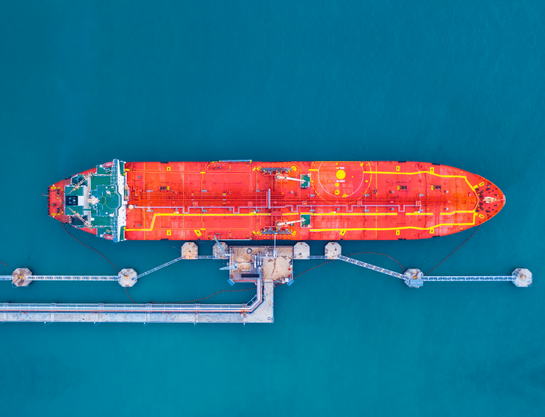 Aerial shot of ship at sea