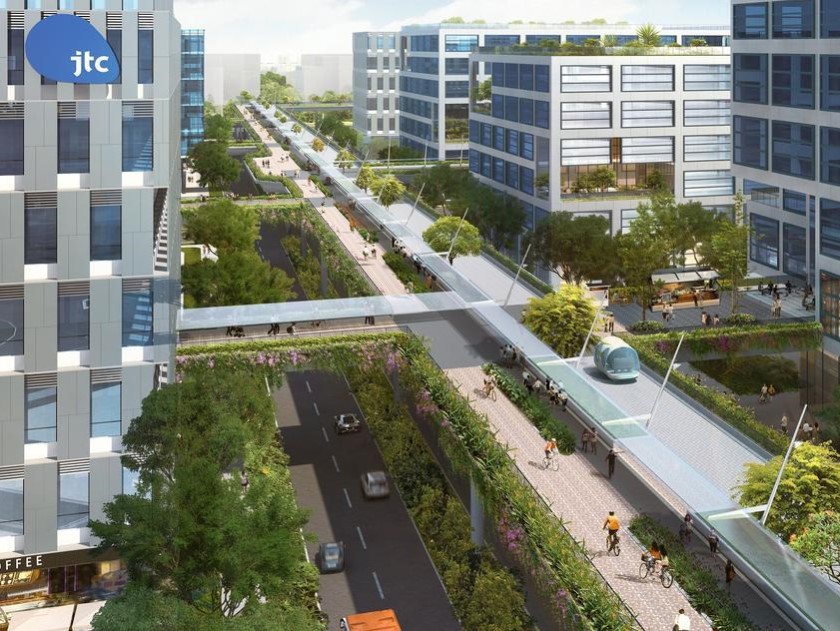Artist impression of Sky Corridor at JTC Jurong Innovation District 