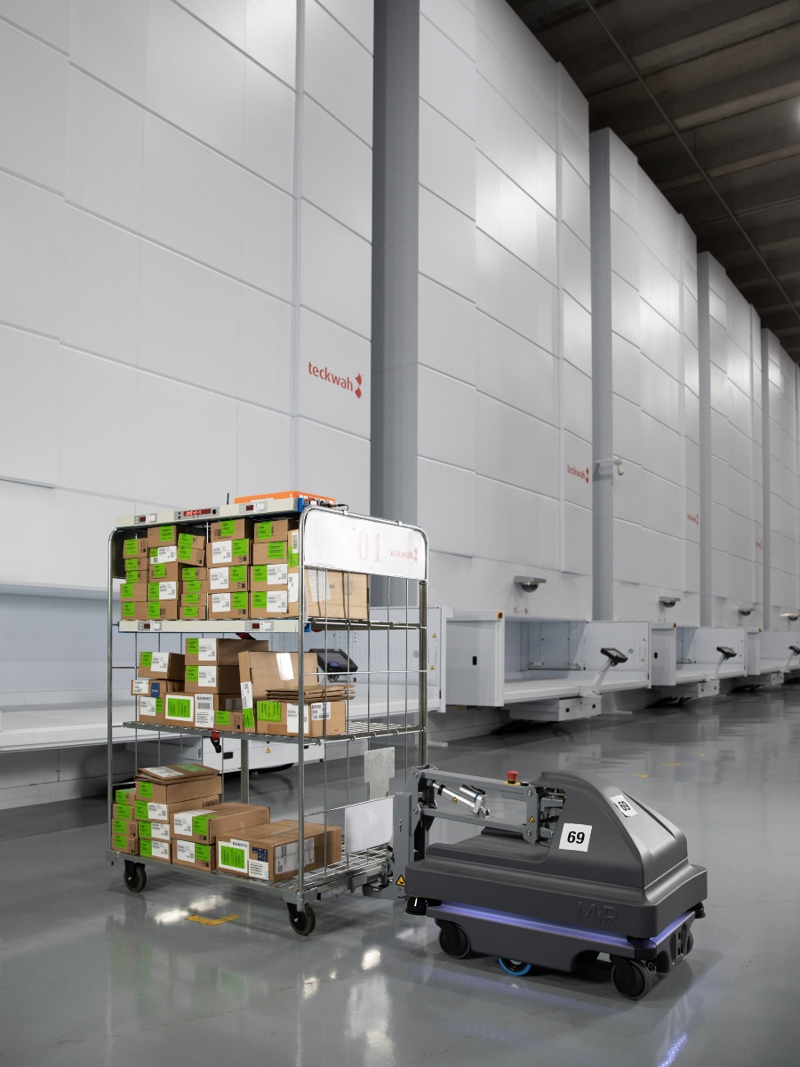 The automated vertical lift storage system and autonomous mobile robots has helped Teckwah Logistics enhance its operations